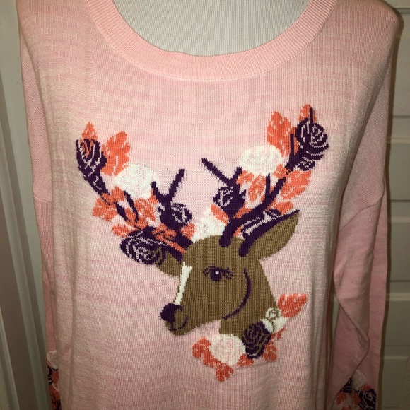 Pink Deer Pattern Sweater - Picture 5 of 11